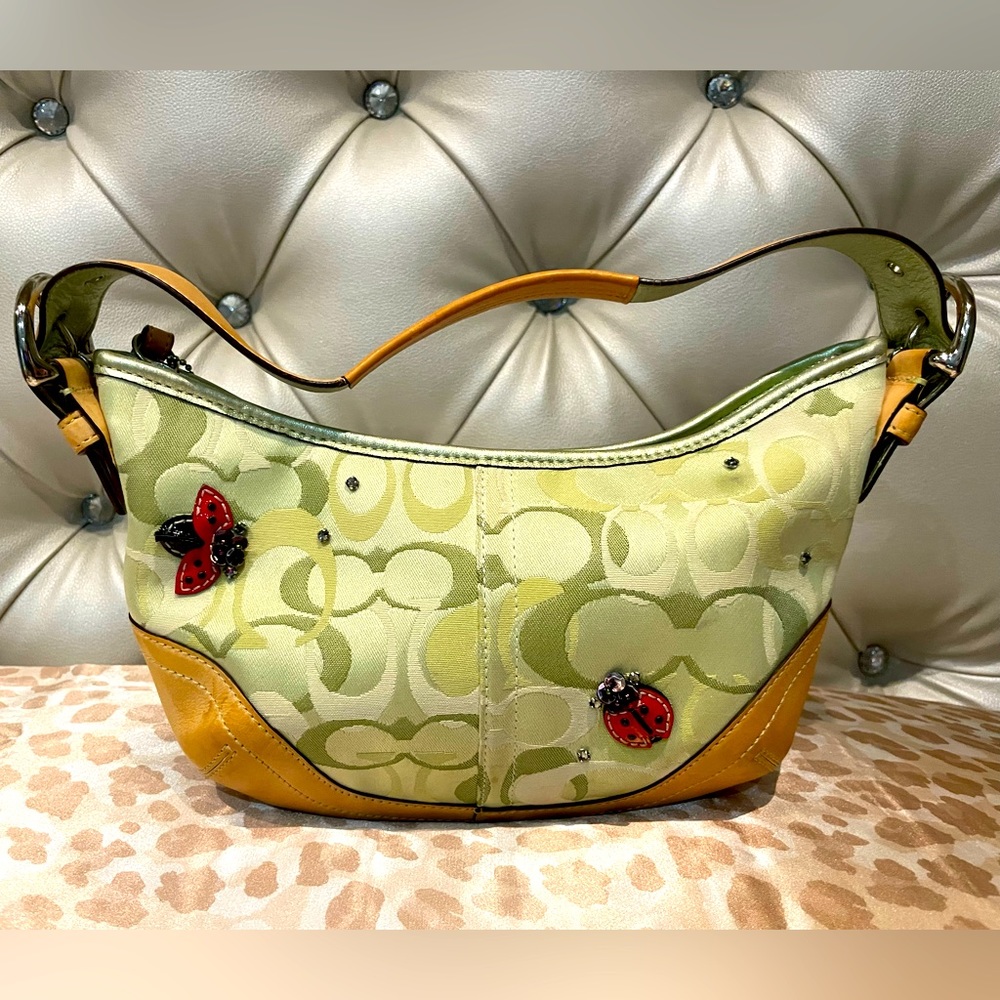 Coach beauty!!! Lime green with Ladybug sequins arm candy!!!